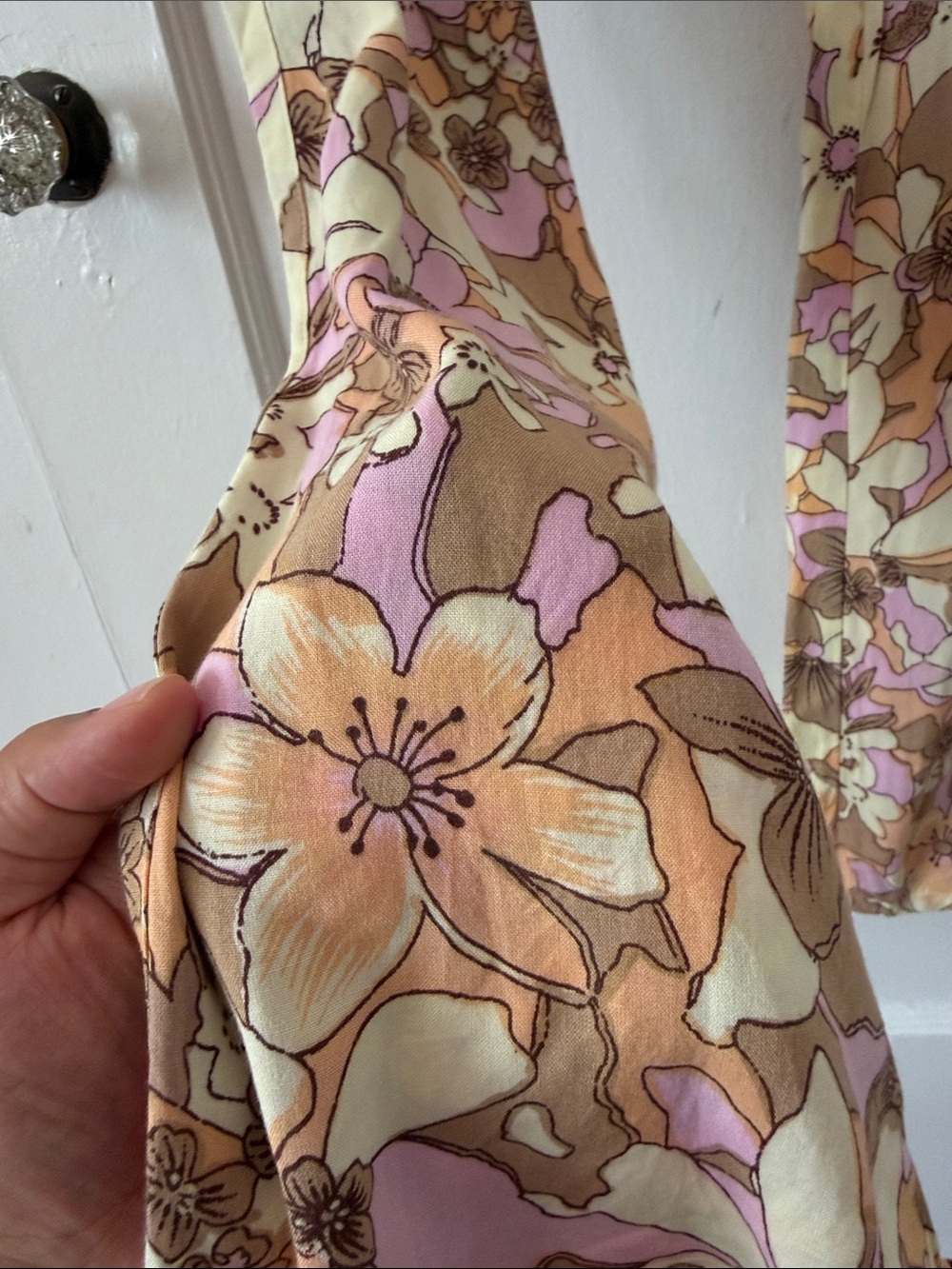 For Love And Lemons Renata Tan Floral Wide-Leg Pants - Picture 5 of 8
